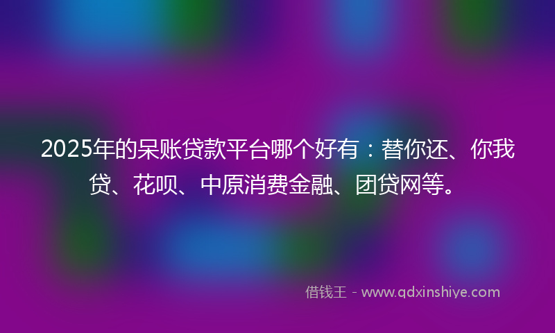 2025年的呆账贷款平台哪个好有：替你还、你我贷、花呗、中原消费金融、团贷网等。