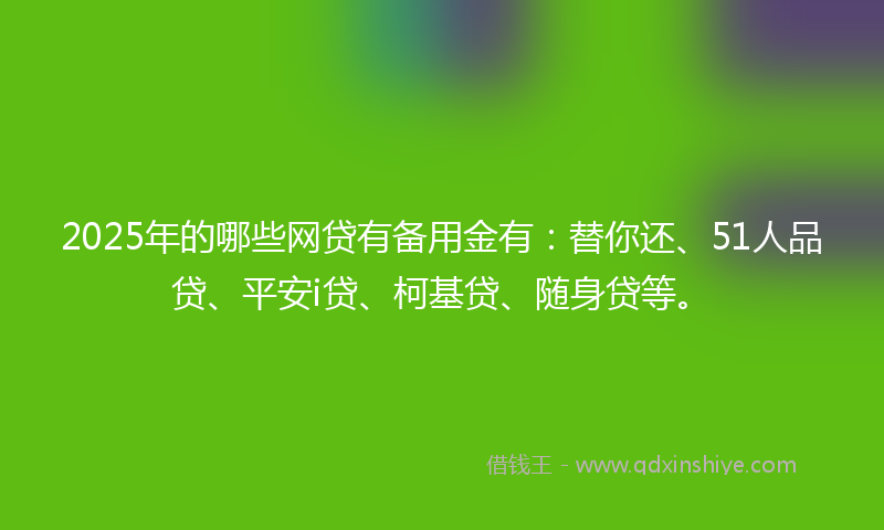 2025年的哪些网贷有备用金有：替你还、51人品贷、平安i贷、柯基贷、随身贷等。