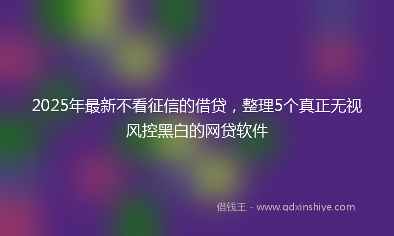 2025年最新不看征信的借贷，整理5个真正无视风控黑白的网贷软件