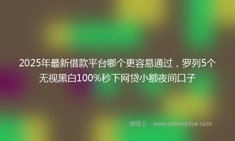 2025年最新借款平台哪个更容易通过，罗列5个无视黑白100%秒下网贷小额夜间口子
