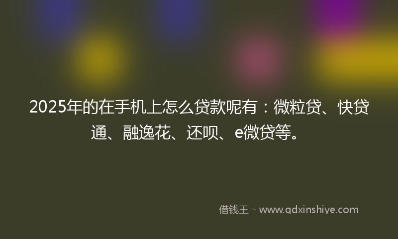 2025年的在手机上怎么贷款呢有：微粒贷、快贷通、融逸花、还呗、e微贷等。
