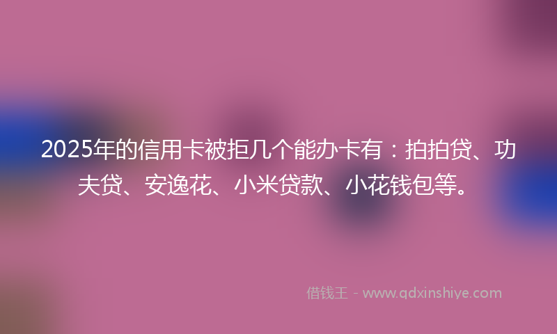 2025年的信用卡被拒几个能办卡有：拍拍贷、功夫贷、安逸花、小米贷款、小花钱包等。