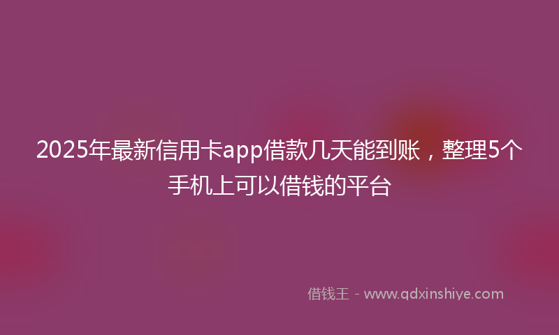 2025年最新信用卡app借款几天能到账，整理5个手机上可以借钱的平台