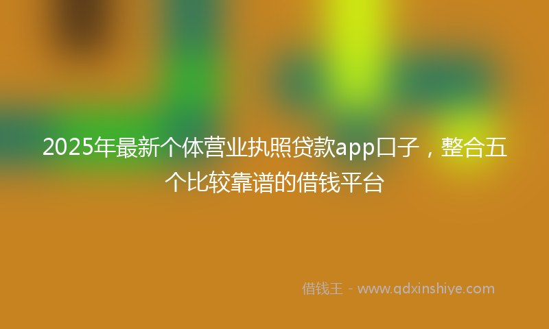 2025年最新个体营业执照贷款app口子，整合五个比较靠谱的借钱平台
