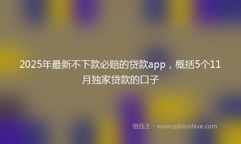2025年最新不下款必赔的贷款app，概括5个11月独家贷款的口子