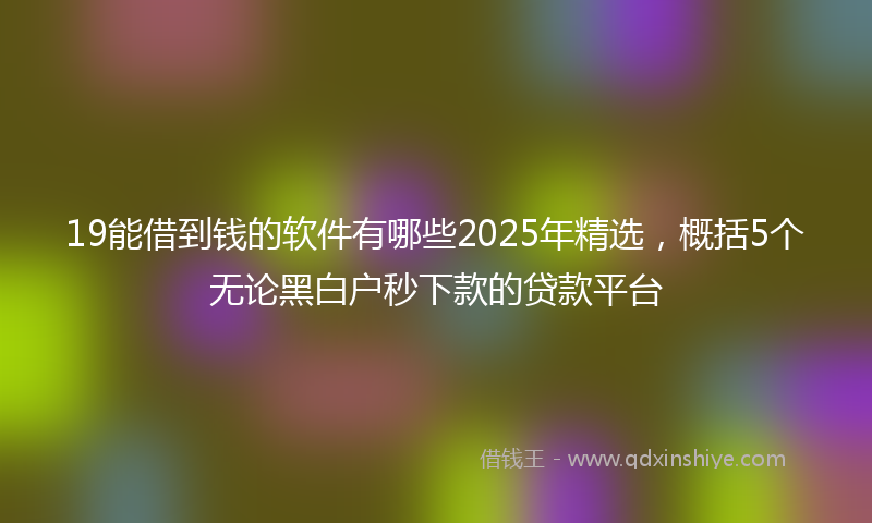 19能借到钱的软件有哪些2025年精选，概括5个无论黑白户秒下款的贷款平台