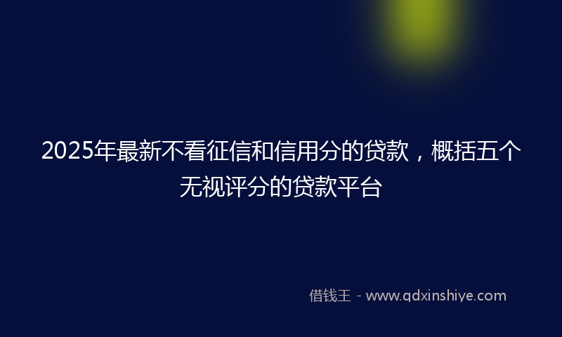 2025年最新不看征信和信用分的贷款，概括五个无视评分的贷款平台