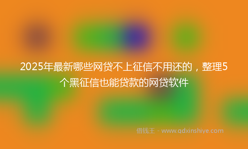2025年最新哪些网贷不上征信不用还的，整理5个黑征信也能贷款的网贷软件