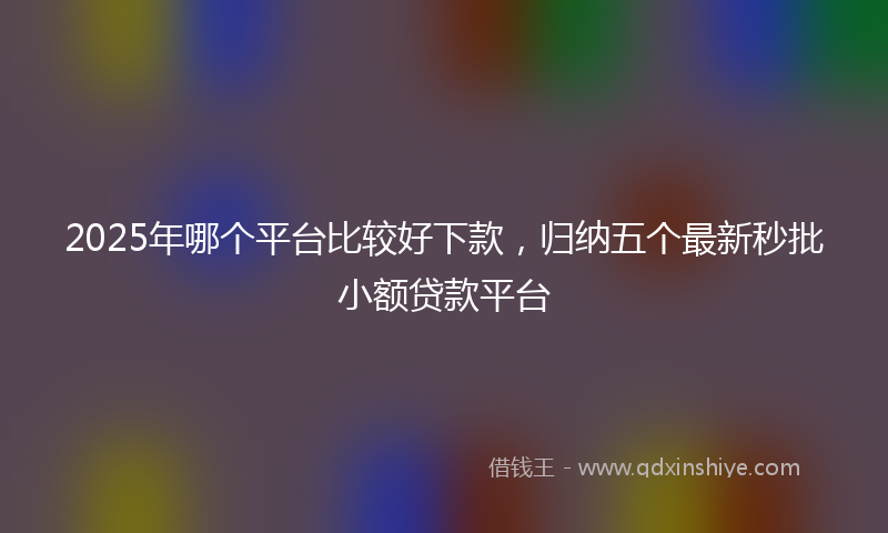 2025年哪个平台比较好下款，归纳五个最新秒批小额贷款平台