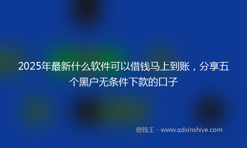 2025年最新什么软件可以借钱马上到账，分享五个黑户无条件下款的口子