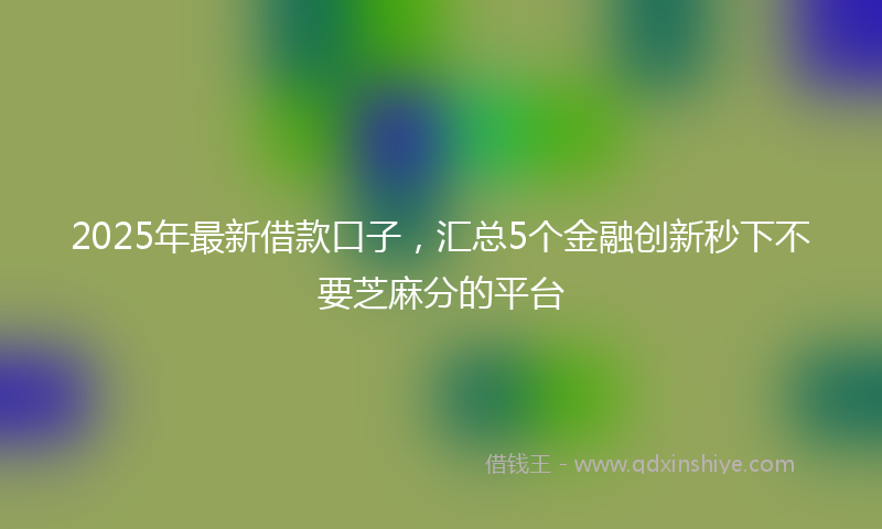 2025年最新借款口子，汇总5个金融创新秒下不要芝麻分的平台