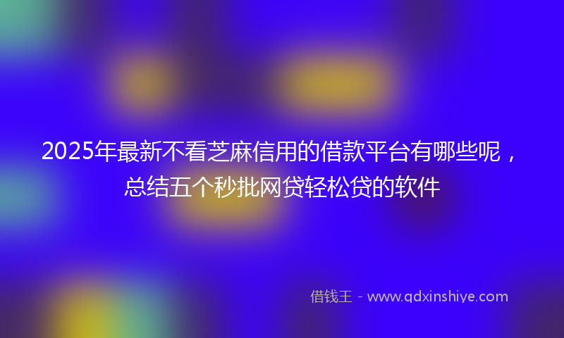 2025年最新不看芝麻信用的借款平台有哪些呢，总结五个秒批网贷轻松贷的软件