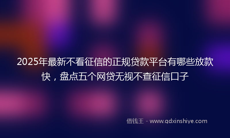 2025年最新不看征信的正规贷款平台有哪些放款快，盘点五个网贷无视不查征信口子