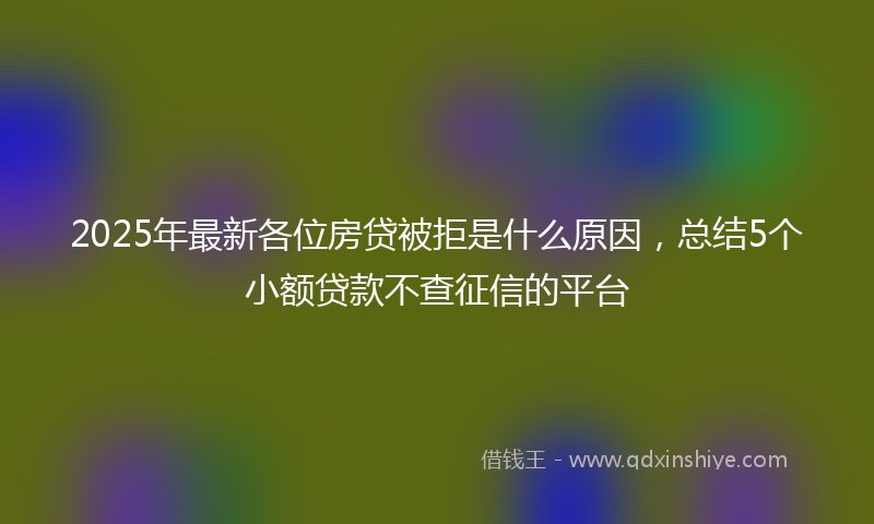 2025年最新各位房贷被拒是什么原因，总结5个小额贷款不查征信的平台