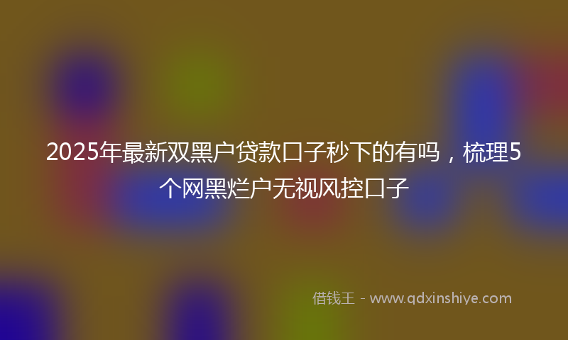 2025年最新双黑户贷款口子秒下的有吗，梳理5个网黑烂户无视风控口子