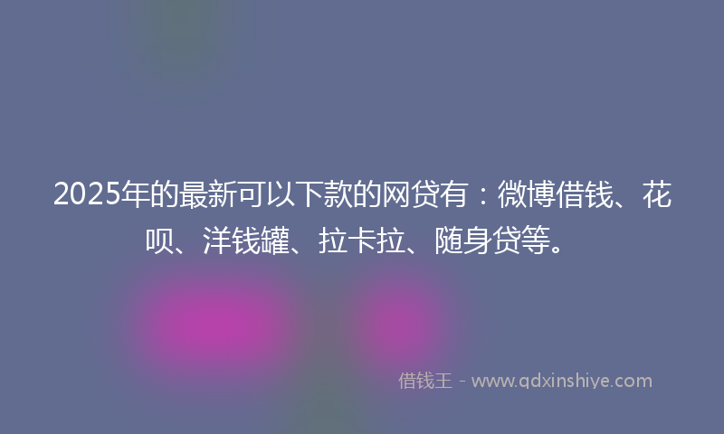 2025年的最新可以下款的网贷有：微博借钱、花呗、洋钱罐、拉卡拉、随身贷等。