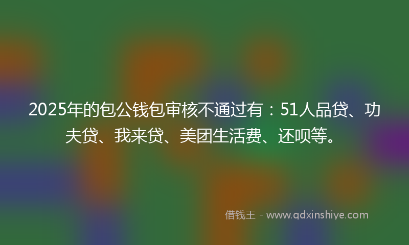 2025年的包公钱包审核不通过有：51人品贷、功夫贷、我来贷、美团生活费、还呗等。
