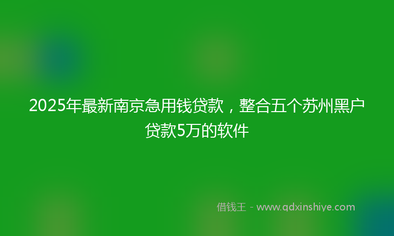 2025年最新南京急用钱贷款，整合五个苏州黑户贷款5万的软件