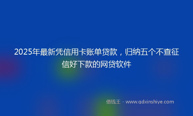 2025年最新凭信用卡账单贷款，归纳五个不查征信好下款的网贷软件