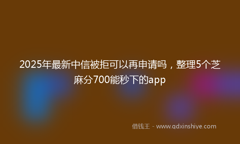 2025年最新中信被拒可以再申请吗，整理5个芝麻分700能秒下的app