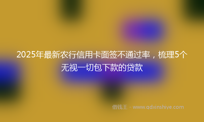 2025年最新农行信用卡面签不通过率，梳理5个无视一切包下款的贷款