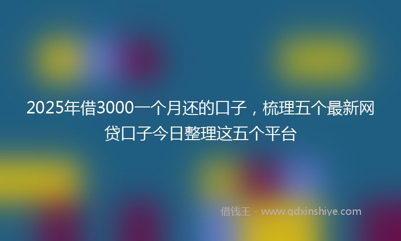 2025年借3000一个月还的口子，梳理五个最新网贷口子今日整理这五个平台
