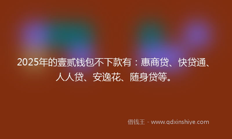 2025年的壹贰钱包不下款有：惠商贷、快贷通、人人贷、安逸花、随身贷等。