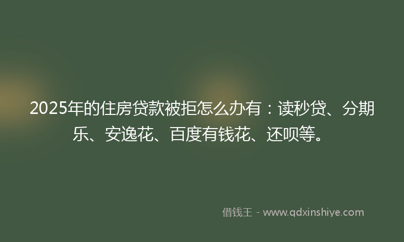 2025年的住房贷款被拒怎么办有：读秒贷、分期乐、安逸花、百度有钱花、还呗等。