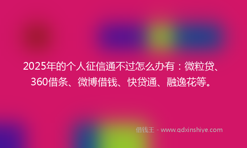 2025年的个人征信通不过怎么办有：微粒贷、360借条、微博借钱、快贷通、融逸花等。