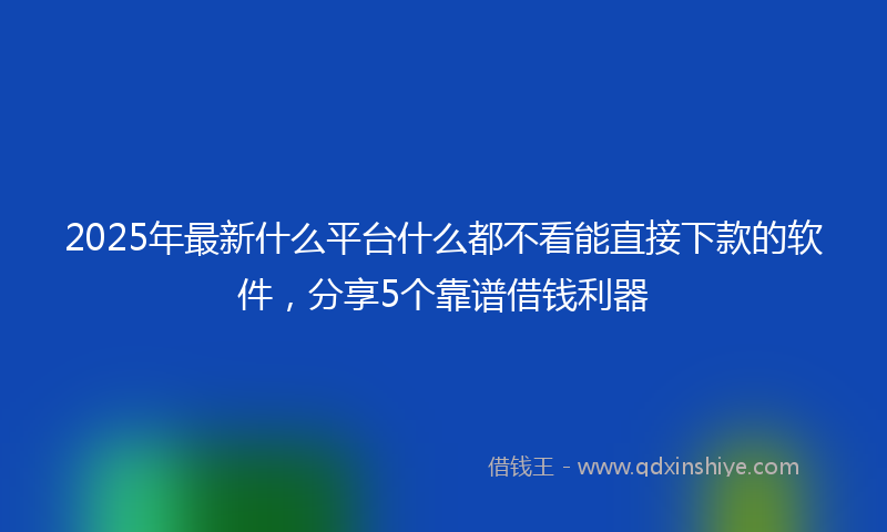 2025年最新什么平台什么都不看能直接下款的软件，分享5个靠谱借钱利器