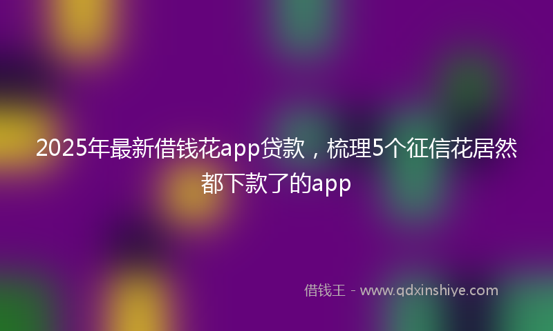 2025年最新借钱花app贷款，梳理5个征信花居然都下款了的app