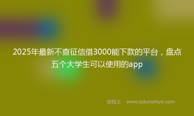 2025年最新不查征信借3000能下款的平台，盘点五个大学生可以使用的app