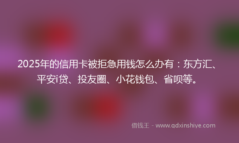2025年的信用卡被拒急用钱怎么办有：东方汇、平安i贷、投友圈、小花钱包、省呗等。