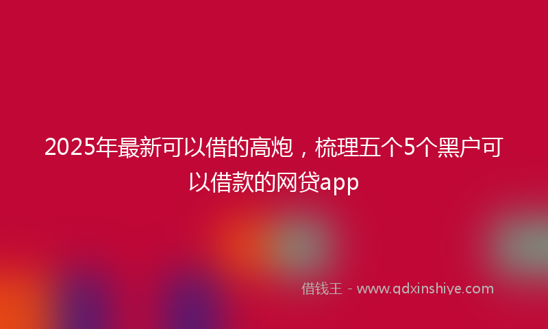 2025年最新可以借的高炮，梳理五个5个黑户可以借款的网贷app