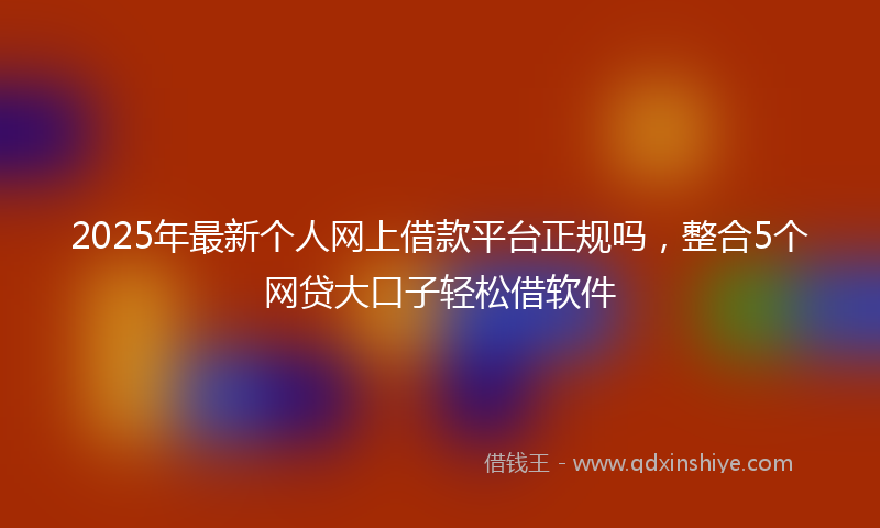 2025年最新个人网上借款平台正规吗，整合5个网贷大口子轻松借软件