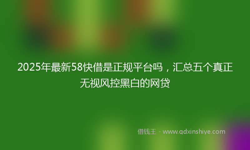 2025年最新58快借是正规平台吗，汇总五个真正无视风控黑白的网贷