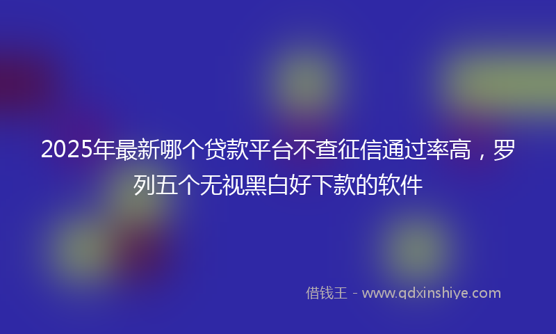 2025年最新哪个贷款平台不查征信通过率高，罗列五个无视黑白好下款的软件