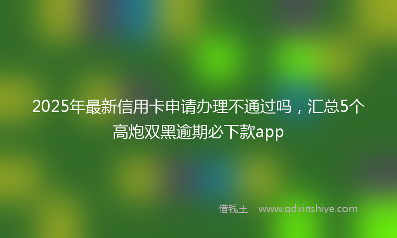 2025年最新信用卡申请办理不通过吗，汇总5个高炮双黑逾期必下款app