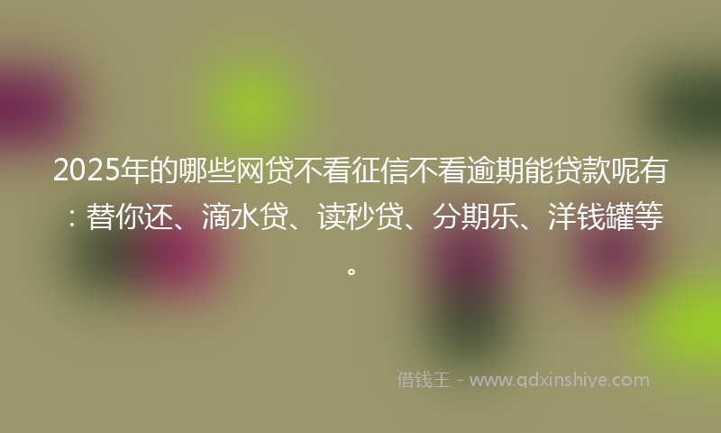 2025年的哪些网贷不看征信不看逾期能贷款呢有：替你还、滴水贷、读秒贷、分期乐、洋钱罐等。