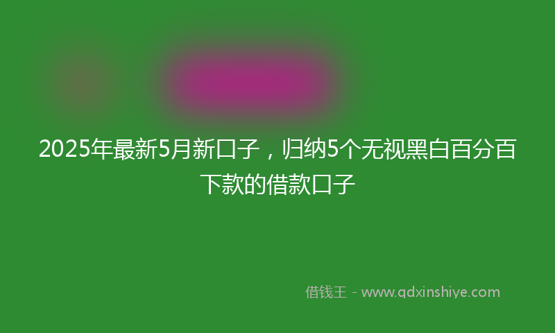 2025年最新5月新口子，归纳5个无视黑白百分百下款的借款口子