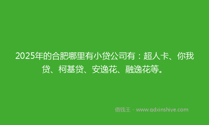 2025年的合肥哪里有小贷公司有：超人卡、你我贷、柯基贷、安逸花、融逸花等。