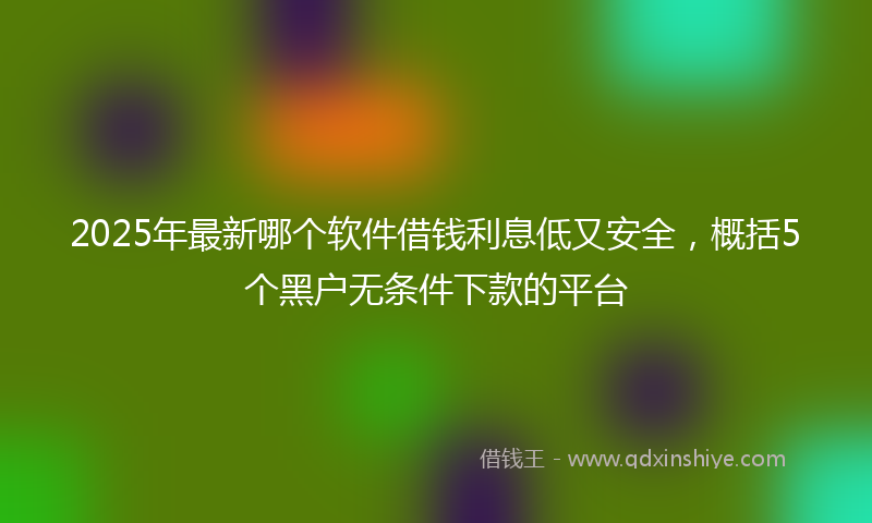 2025年最新哪个软件借钱利息低又安全，概括5个黑户无条件下款的平台