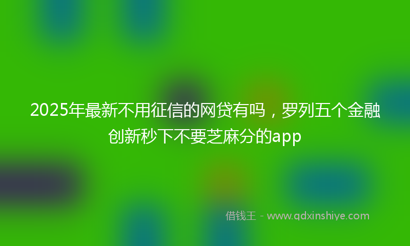 2025年最新不用征信的网贷有吗，罗列五个金融创新秒下不要芝麻分的app