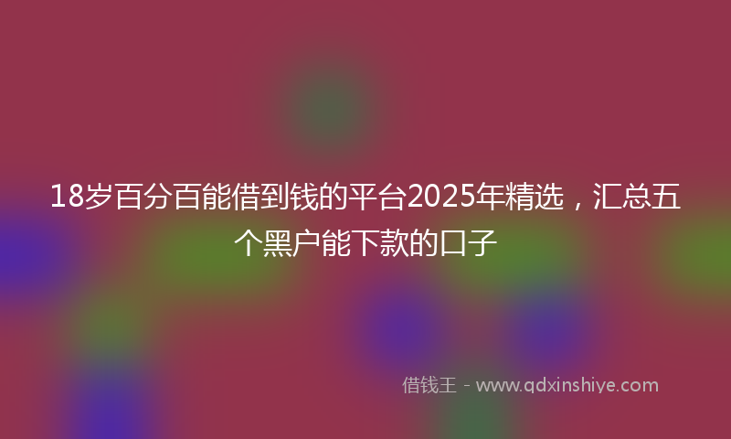 18岁百分百能借到钱的平台2025年精选，汇总五个黑户能下款的口子