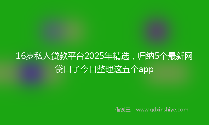 16岁私人贷款平台2025年精选，归纳5个最新网贷口子今日整理这五个app