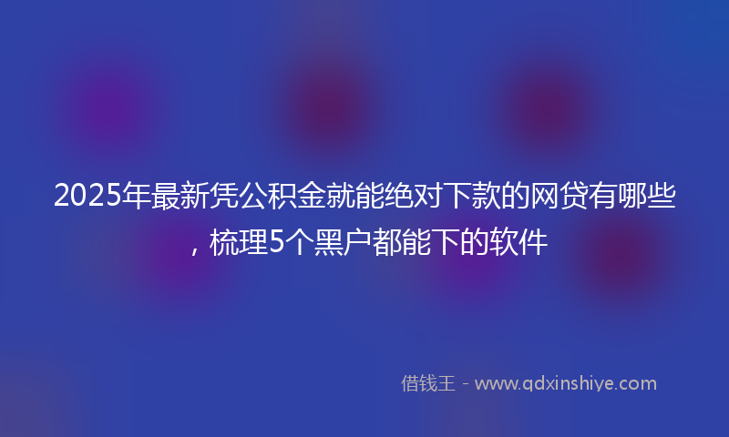 2025年最新凭公积金就能绝对下款的网贷有哪些，梳理5个黑户都能下的软件