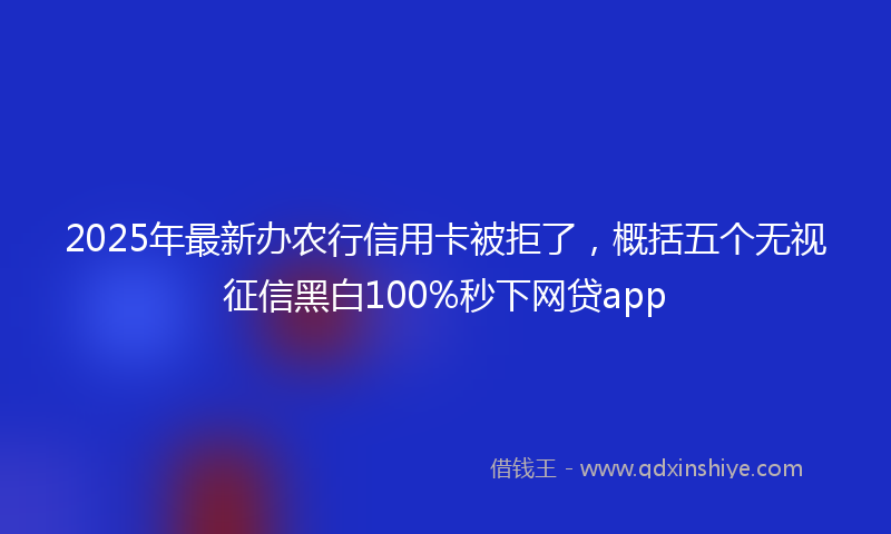 2025年最新办农行信用卡被拒了，概括五个无视征信黑白100%秒下网贷app
