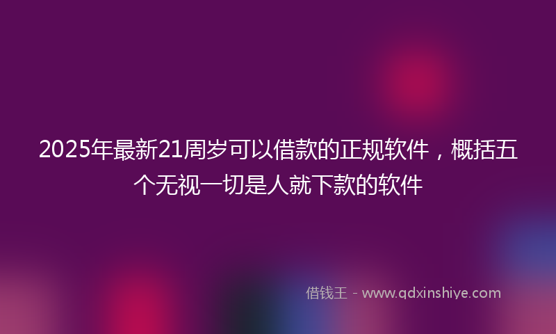 2025年最新21周岁可以借款的正规软件，概括五个无视一切是人就下款的软件
