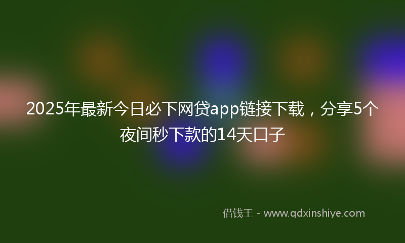 2025年最新今日必下网贷app链接下载，分享5个夜间秒下款的14天口子