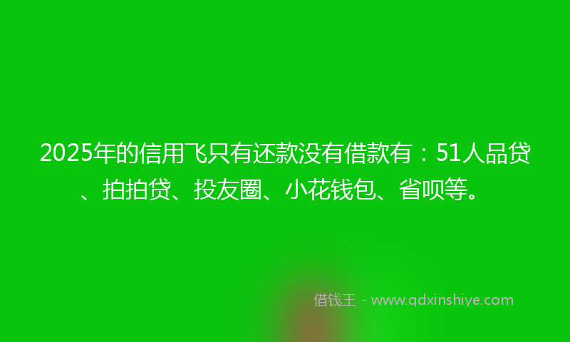 2025年的信用飞只有还款没有借款有：51人品贷、拍拍贷、投友圈、小花钱包、省呗等。
